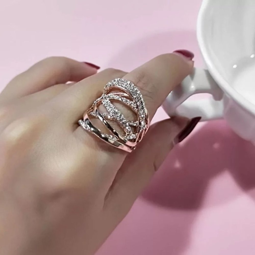 Unique Multilayer Twisted CZ Ring - Picture 3 of 3